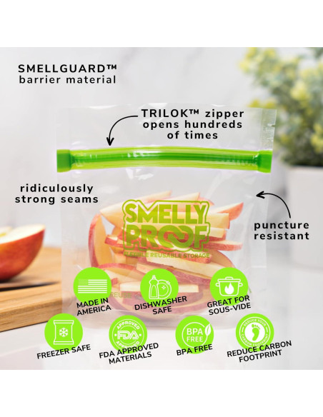 10 Bolsas Reutilizables Smelly Proof 15.24x10.16cm Snack