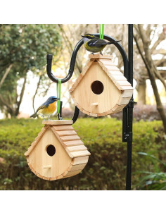 Juego de 2 casas para pájaros colgantes de madera STARSWR 2