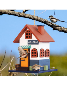 Casa para Aves Exterior MIXUMON con Techo Rojo 17 cm 2