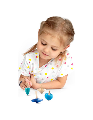 Trompos de Madera PlanToys - Conjunto de 4 Piezas Ecológicas