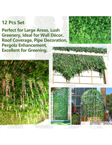 12 Vides Artificiales UINSUE 2.3 m Verde Decoración Hogar