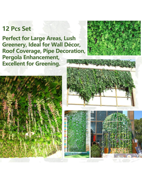 12 Vides Artificiales UINSUE 2.3 m Verde Decoración Hogar