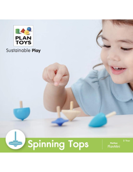 Trompos de Madera PlanToys - Conjunto de 4 Piezas Ecológicas