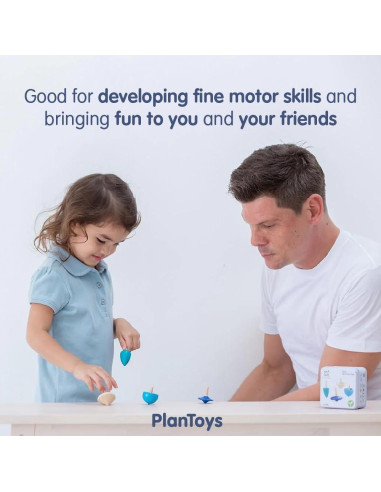 Trompos de Madera PlanToys - Conjunto de 4 Piezas Ecológicas