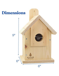 Casa de Pájaros Azul Hecha a Mano Alpine Woods 15.24x15.24x22.86cm 2