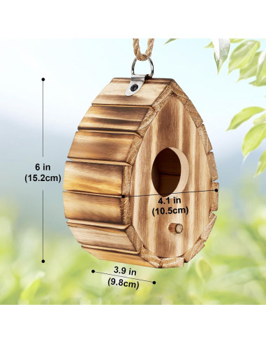 Casa de Colibrí NATUREYLWL de Madera Natural 15.2x10.4x9.9cm