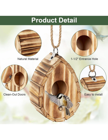 Casa de Colibrí NATUREYLWL de Madera Natural 15.2x10.4x9.9cm Casa de Colibrí NATUREYLWL de Madera Natural 15.2x10.4x9.9cm