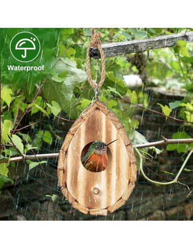 Casa de Colibrí NATUREYLWL de Madera Natural 15.2x10.4x9.9cm