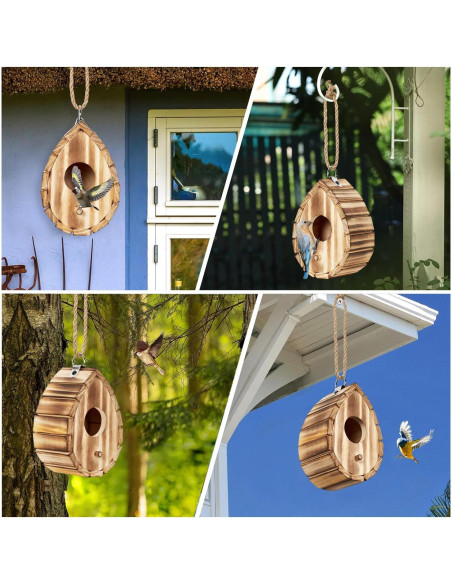 Casa de Colibrí NATUREYLWL de Madera Natural 15.2x10.4x9.9cm Casa de Colibrí NATUREYLWL de Madera Natural 15.2x10.4x9.9cm