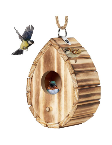 Casa de Colibrí NATUREYLWL de Madera Natural 15.2x10.4x9.9cm