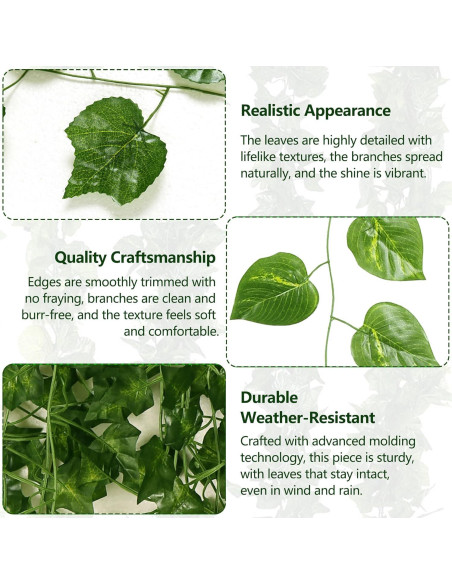 12 Vides Artificiales UINSUE 2.3 m Verde Decoración Hogar