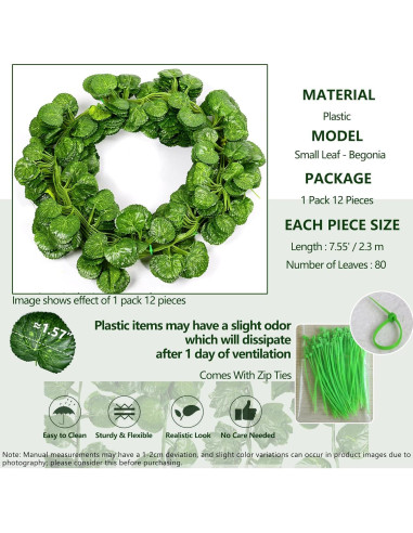 12 Vides Artificiales UINSUE 2.3 m Verde Decoración Hogar