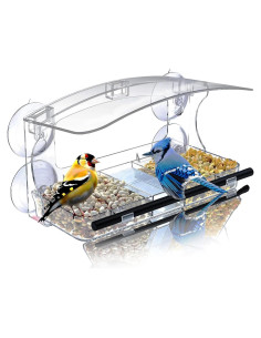 Comedero para Aves de Ventana RRQKMBO Acrílico Transparente 0.47L