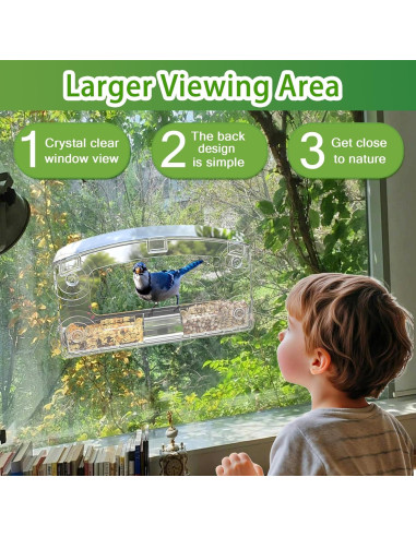 Comedero para Aves de Ventana RRQKMBO Acrílico Transparente 0.47L