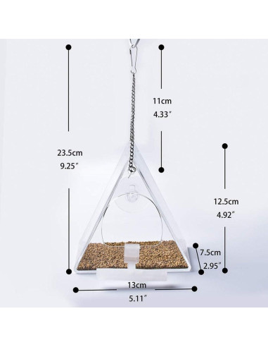 Comedero de Aves Acrílico BHFK para Ventana Triangular 190g