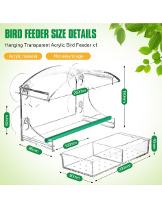 Comedero para Aves de Ventana OCR Transparente con Ventosas 2