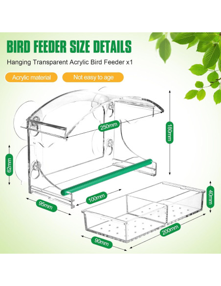 Comedero para Aves de Ventana OCR Transparente con Ventosas Comedero para Aves de Ventana OCR Transparente con Ventosas