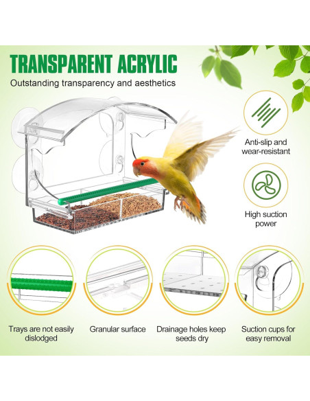 Comedero para Aves de Ventana OCR Transparente con Ventosas Comedero para Aves de Ventana OCR Transparente con Ventosas