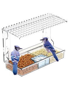 Comedero para Aves de Ventana SuoXing Acrílico Transparente 1L