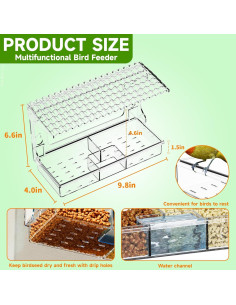 Comedero para Aves de Ventana SuoXing Acrílico Transparente 1L 2