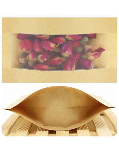 100 Bolsas de Papel Kraft con Ventana Tecbeauty 11.9x19.6cm