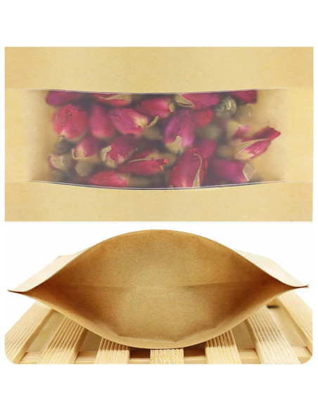 100 Bolsas de Papel Kraft con Ventana Tecbeauty 11.9x19.6cm