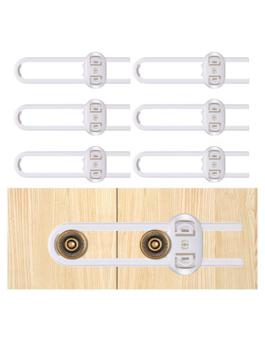 6 Cerraduras de Seguridad para Gabinetes ANLEMIN Blancas Ajustables