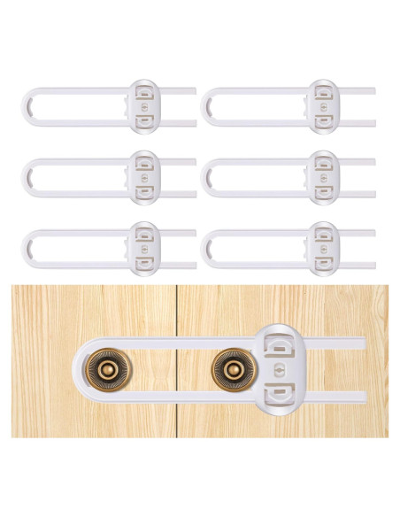 6 Cerraduras de Seguridad para Gabinetes ANLEMIN Blancas Ajustables