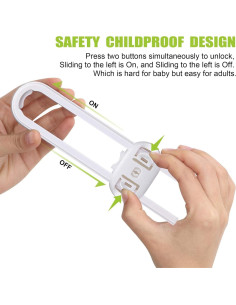 6 Cerraduras de Seguridad para Gabinetes ANLEMIN Blancas Ajustables 2