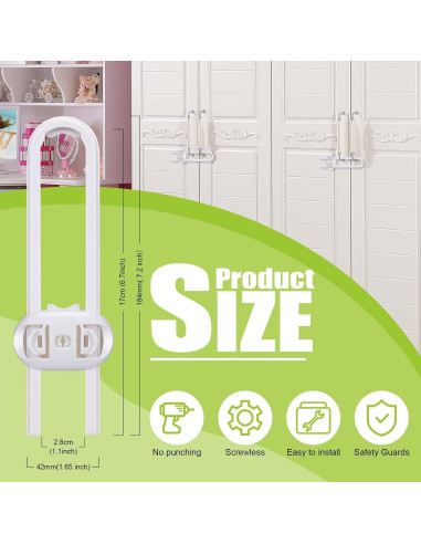 6 Cerraduras de Seguridad para Gabinetes ANLEMIN Blancas Ajustables