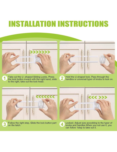 6 Cerraduras de Seguridad para Gabinetes ANLEMIN Blancas Ajustables