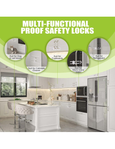 6 Cerraduras de Seguridad para Gabinetes ANLEMIN Blancas Ajustables