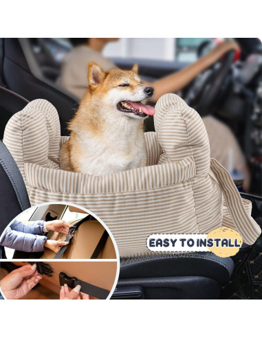 Asiento de Coche para Perros Pequeños Petnex Caqui Rayado
