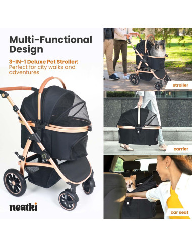 Carrito para Mascotas Neatki 3 en 1 hasta 25 kg Plegable