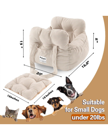 Asiento de Coche para Perros Pequeños Petnex Caqui Rayado