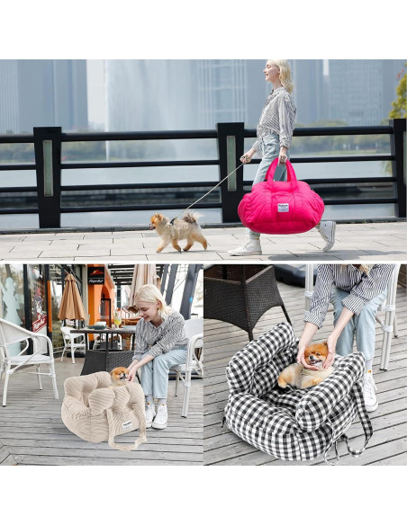 Asiento de Coche para Perros Pequeños Petnex Caqui Rayado