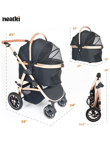 Carrito para Mascotas Neatki 3 en 1 hasta 25 kg Plegable