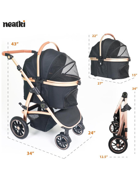 Carrito para Mascotas Neatki 3 en 1 hasta 25 kg Plegable