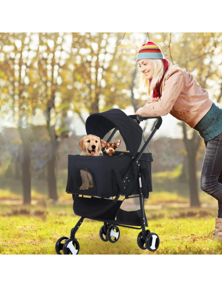 Carrito Plegable para Mascotas NChanmar Negro 15 kg 3 Ruedas