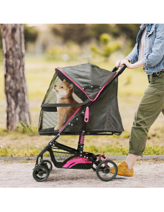 Carrito Plegable para Mascotas PETS TUFF Rosa 27.2 kg 2