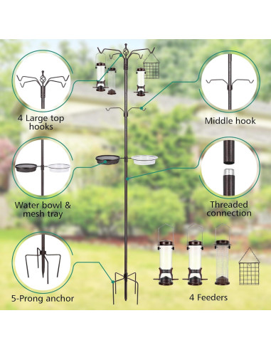 Kit de Estación de Alimentación de Aves YINGYM 238.76 cm 6 Ganchos