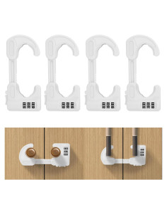 4 Cerraduras de Gabinete Seguridad HoneSecur Ajustables Blancas