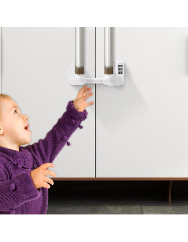 4 Cerraduras de Gabinete Seguridad HoneSecur Ajustables Blancas