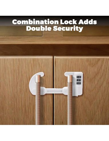 4 Cerraduras de Gabinete Seguridad HoneSecur Ajustables Blancas