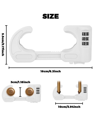 4 Cerraduras de Gabinete Seguridad HoneSecur Ajustables Blancas