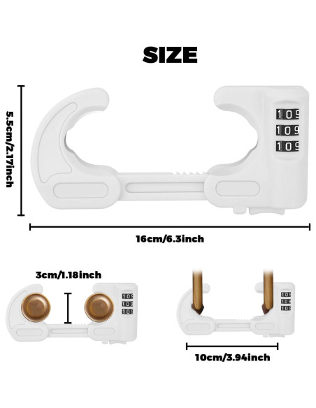 4 Cerraduras de Gabinete Seguridad HoneSecur Ajustables Blancas