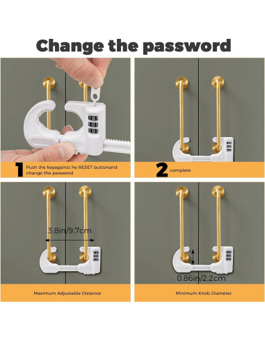 4 Cerraduras de Gabinete Seguridad HoneSecur Ajustables Blancas