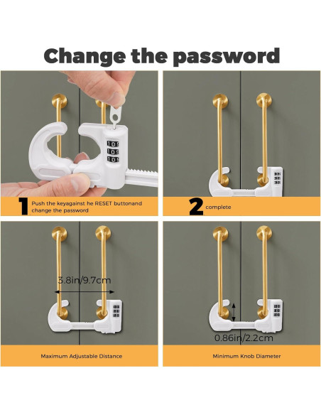 4 Cerraduras de Gabinete Seguridad HoneSecur Ajustables Blancas