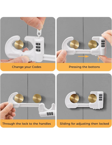 4 Cerraduras de Gabinete Seguridad HoneSecur Ajustables Blancas