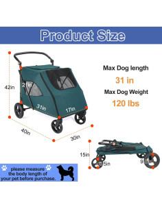 Carrito Plegable para Perros Sejone Verde Oscuro 11kg 2